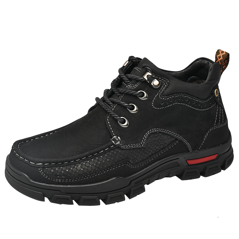 YALU Cow Split Leather Cushioning Slip Resistant Abrasion Resistant High top Chunky Sneakers Men's