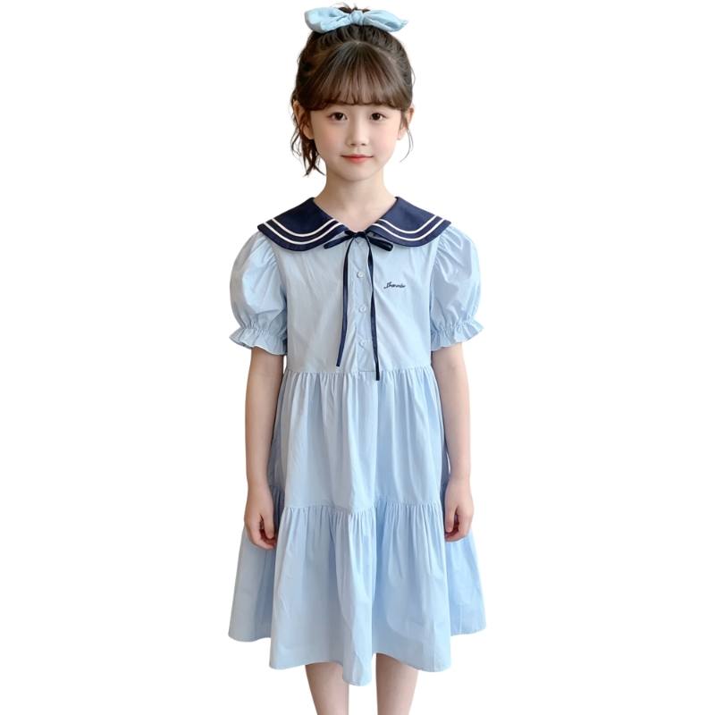 YALU Grade School Dresses Crew Neck Moderate Midi Skirt