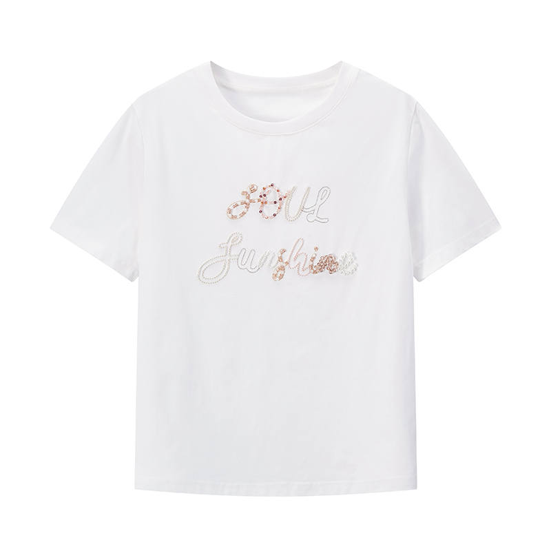 XIANGYING T Shirts Women's White Crew Neck Thin