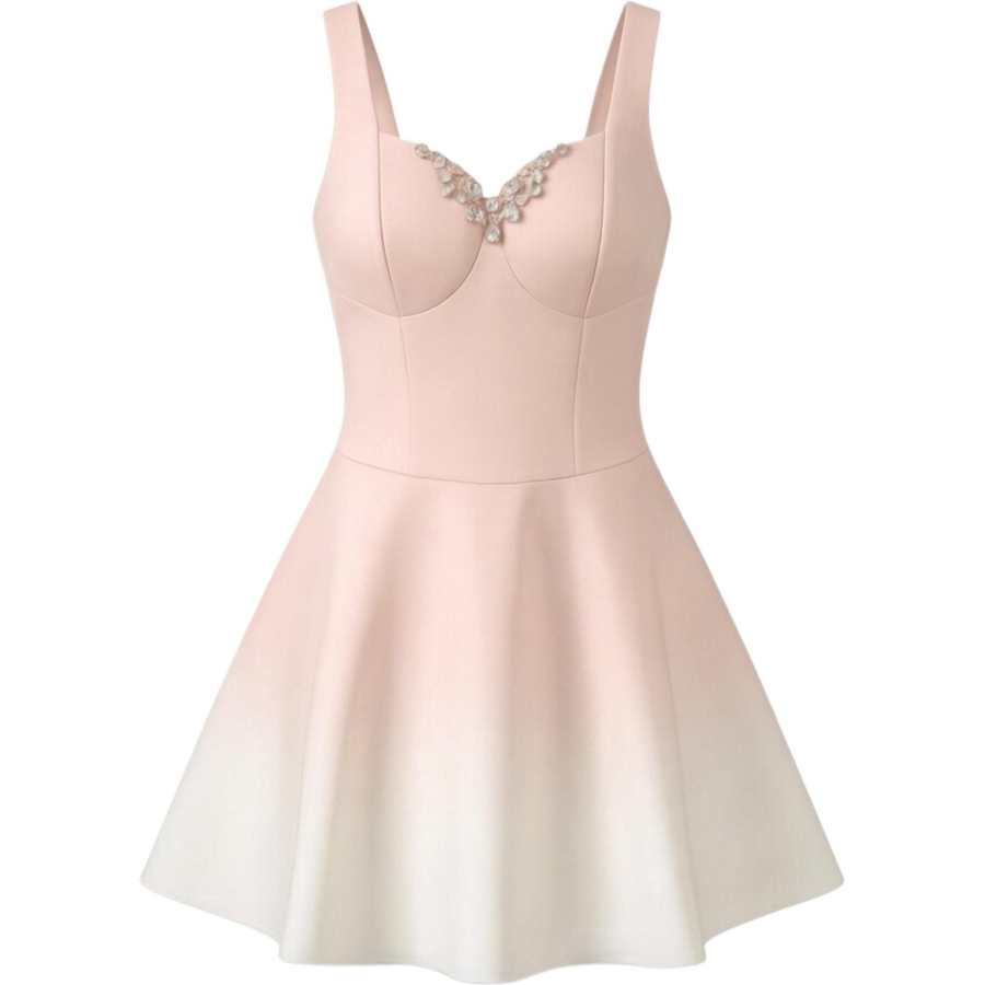 CHARM GLOW Slip Dresses Women's Gradient Pink Camisole Moderate Short Skirt