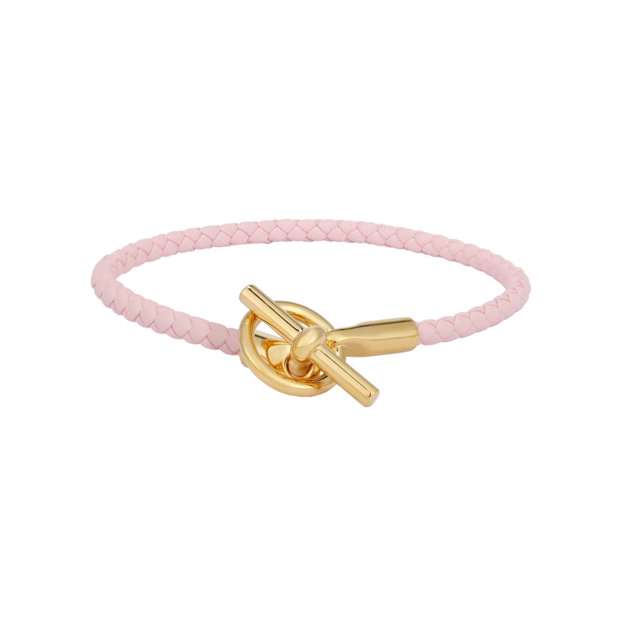 HERMES Glenan Gold Plated Bracelets Women's Pink