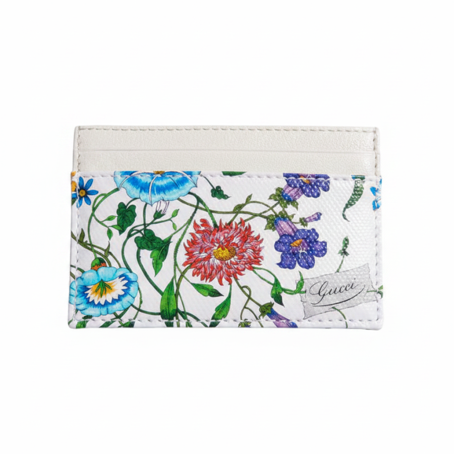 GUCCI Flora Coated Canvas Card Holder Women's Multicolor