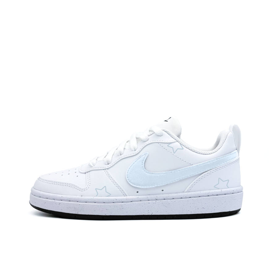 Nike Nike Court Borough Star Ice Blue Synthetic Leather Low top Kids' Skateboarding Shoes Black White Teenagers