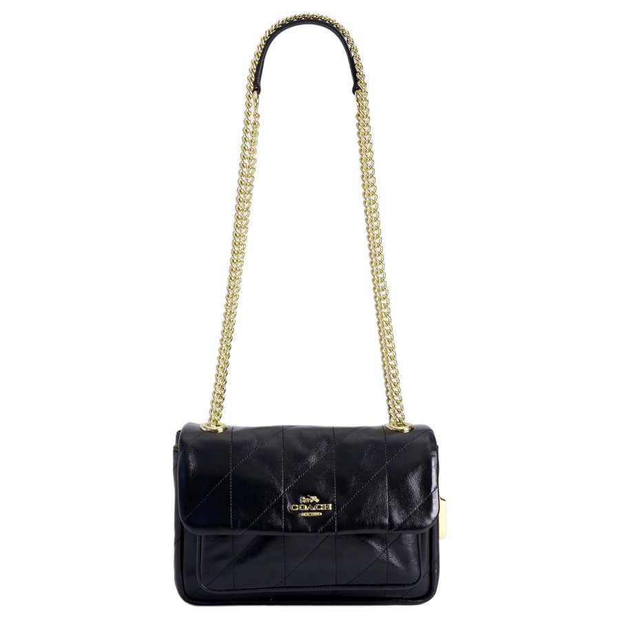 COACH Cow Leather Shoulder Bag, Crossbody Bag Small Women's Black