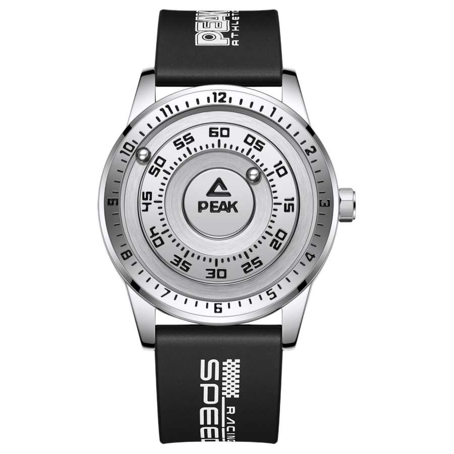 PEAK PEAK Quartz Movement Silicone Strap Watch Men's Watches Silver Dial