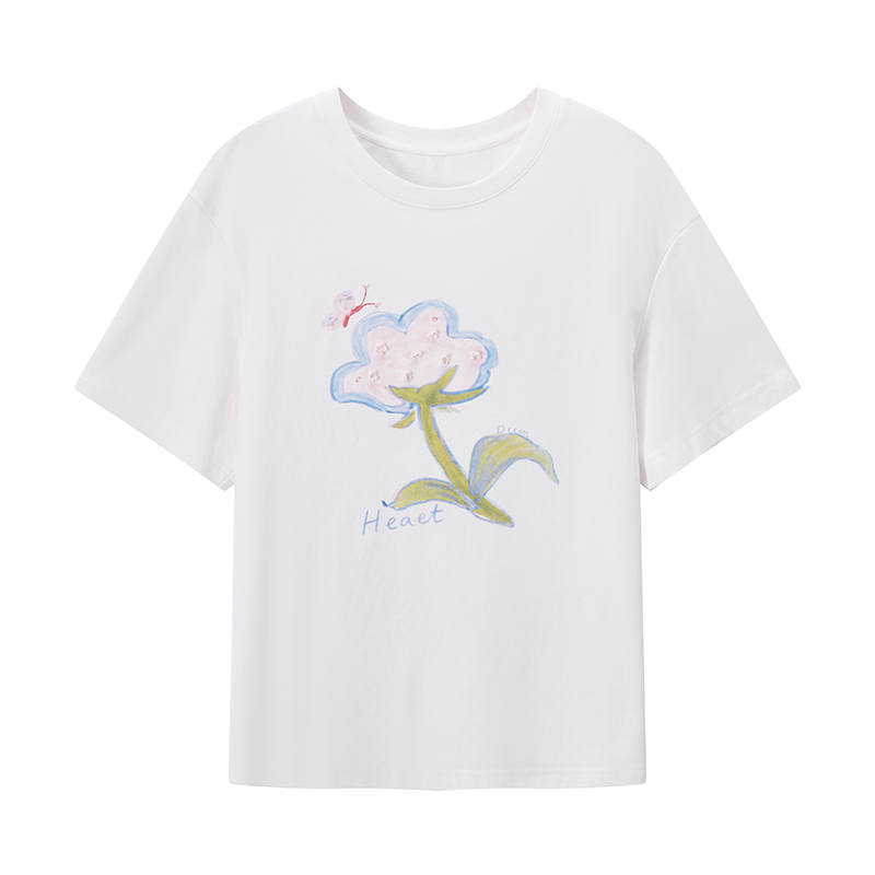XIANGYING T Shirts Women's White Crew Neck Thin