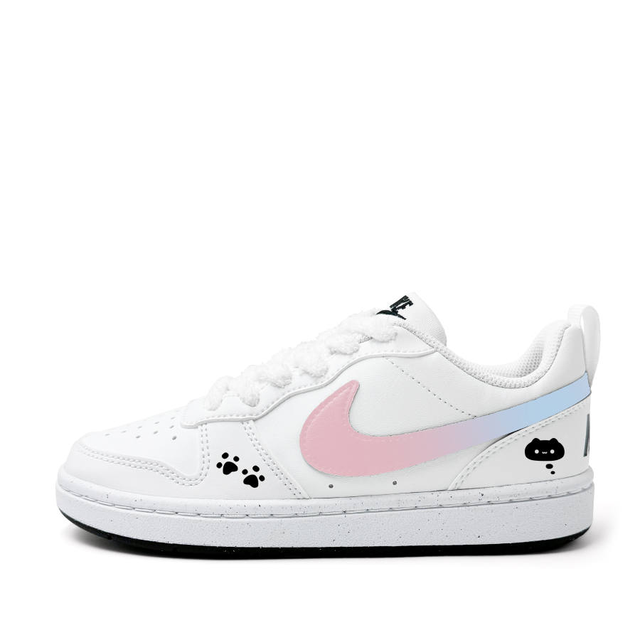 Nike Nike Court Borough Gradient Cat Synthetic Leather Low top Kids' Skateboarding Shoes Pink Blue Teenagers