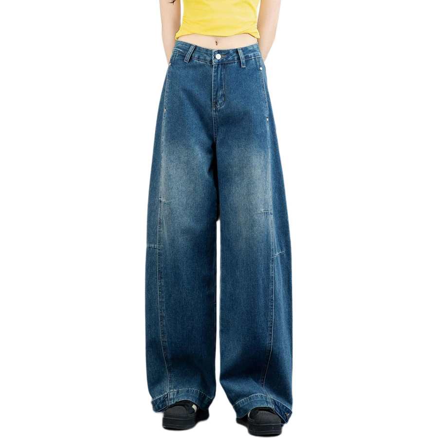 Tonlion Jeans Women's Classic Gold Blue Moderate Wide Leg Pants
