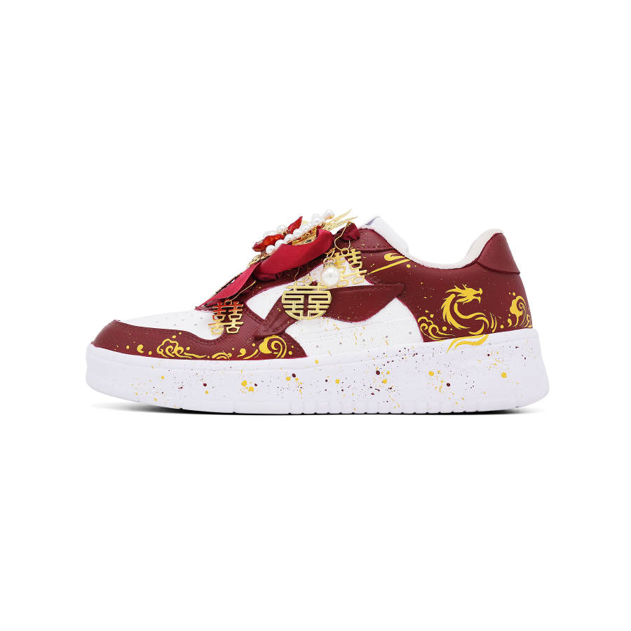 Li-Ning Li Ning Floating Boat Abrasion Resistant Lightweight Breathable Low top Skateboard Shoes Unisex Red White