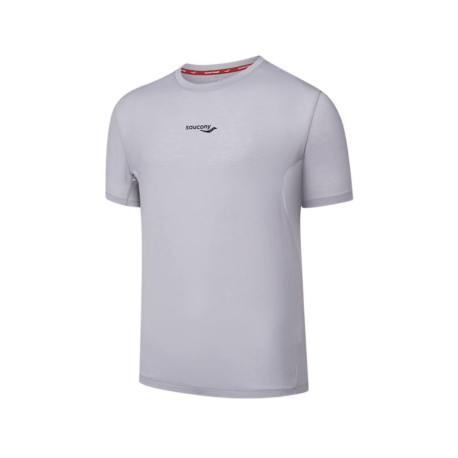 Saucony T Shirts Men's Moon Shadow Gray Crew Neck Moderate