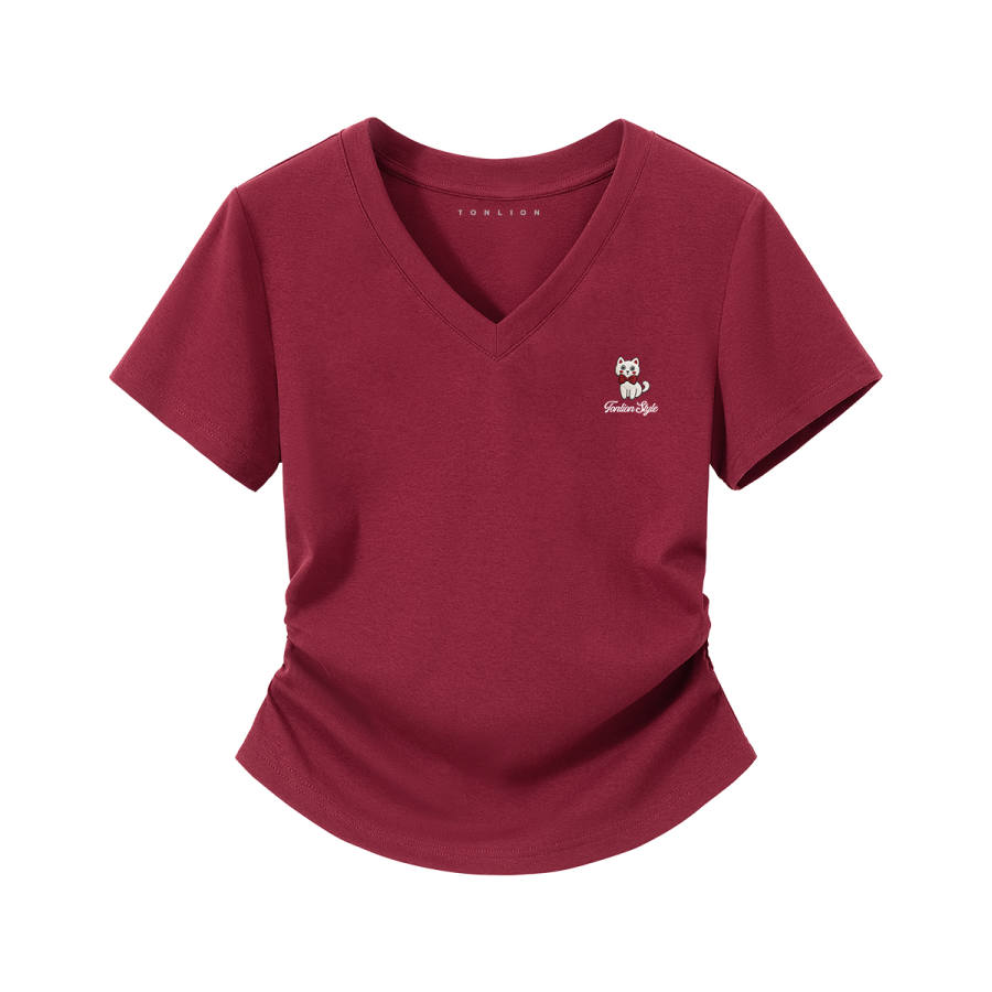 Tonlion T Shirts Women's V Neck Thin Nipped In Waist