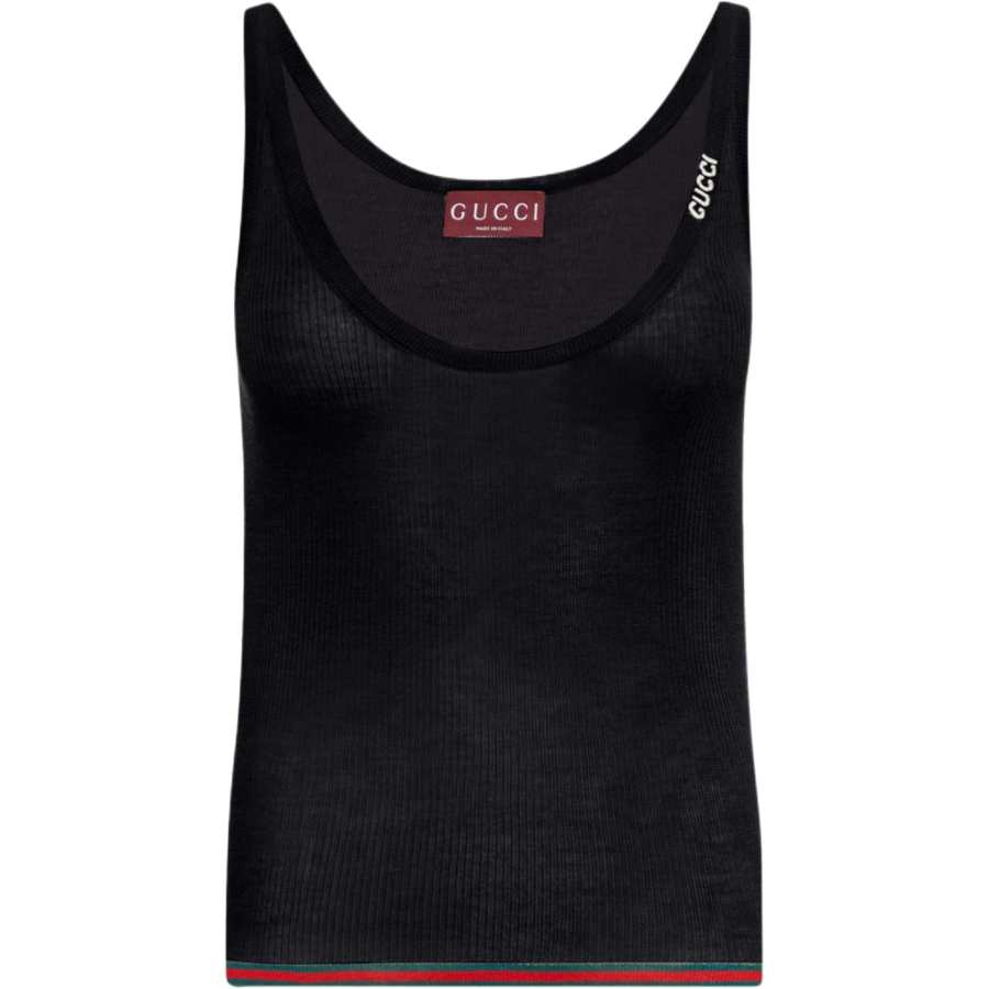 GUCCI Tank Tops Women's Black Crew Neck Moderate Other