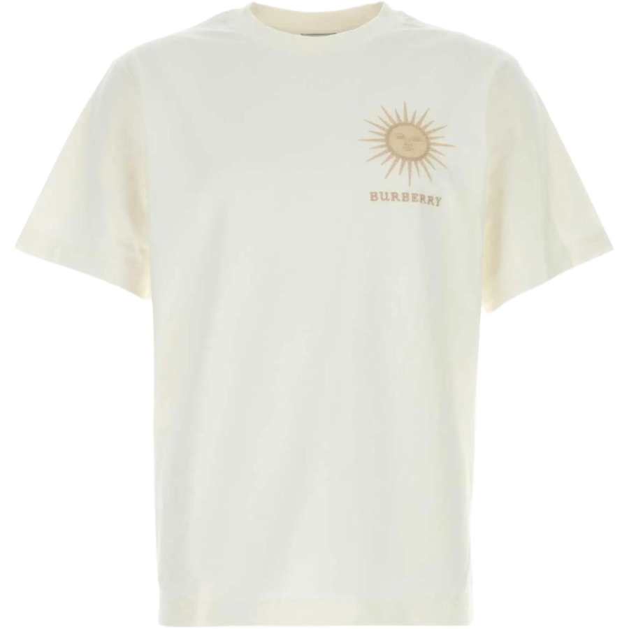 Burberry T Shirts Men's White Crew Neck Moderate Straight Fit