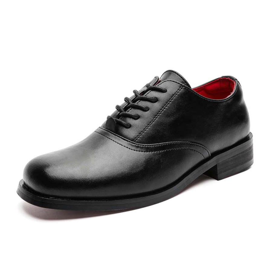 Lanza Minimalist Style Elegance Vintage Old Money Style Square Toe Red Sole Height Increasing Derby Shoes