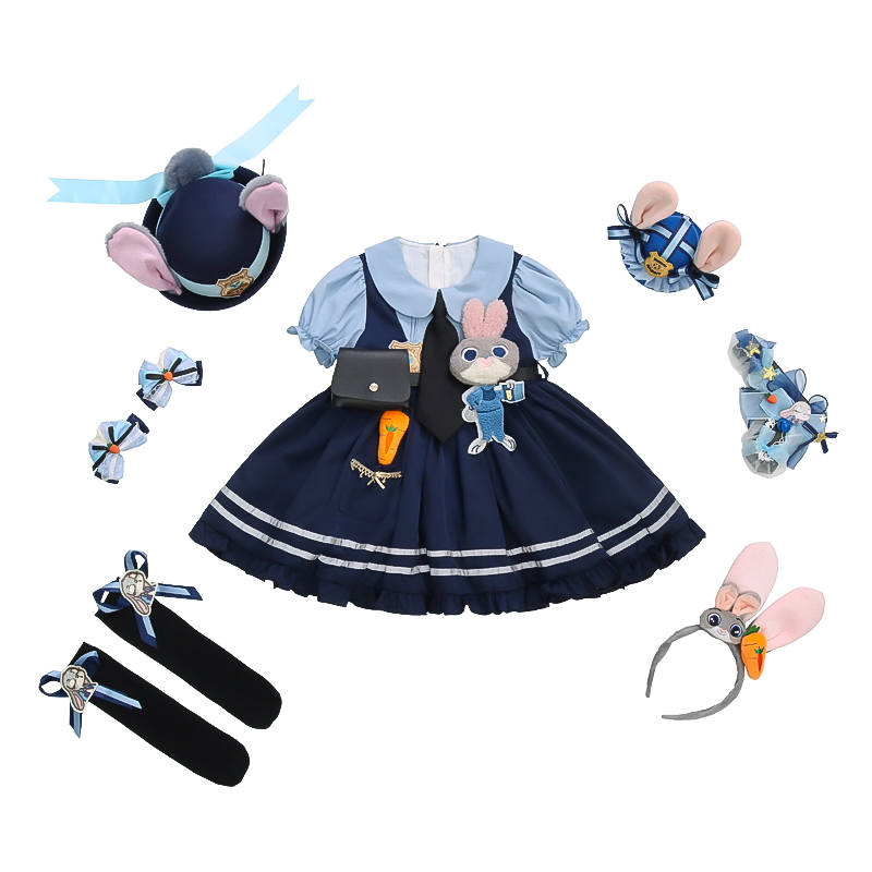 Disney Kids Dresses Peter Pan Collar Moderate Short Skirt Non Stretch