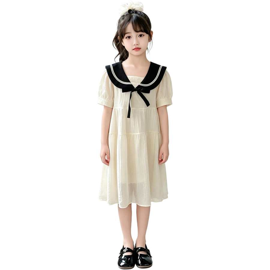 YALU Grade School Dresses V Neck Moderate Midi Skirt