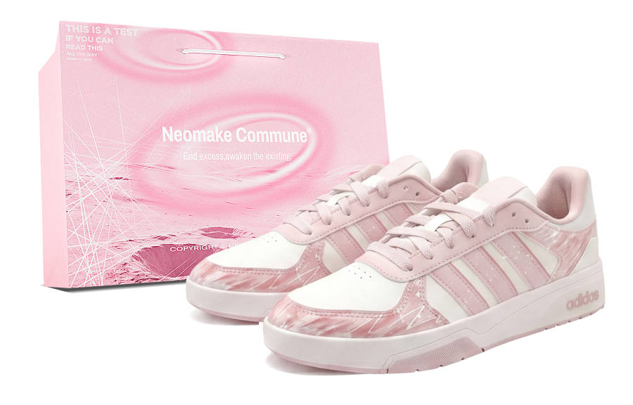 Adidas Adidas COURTBEAT Pink Order Synthetic Leather Slip Resistant Abrasion Resistant Low top Skateboard Shoes Unisex