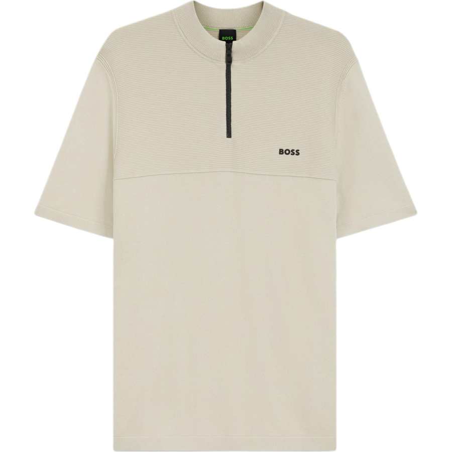 HUGO BOSS Knitwear Men's Light Beige Stand Collar Moderate