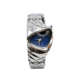 SUPEROKAZ Dragon Eye Irregular Shape Collection Y2k Watch Quartz Movement Steel Strap Watch Unisex Blue Dial
