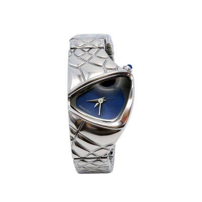 SUPEROKAZ Dragon Eye Irregular Shape Collection Y2k Watch Quartz Movement Steel Strap Watch Unisex Blue Dial