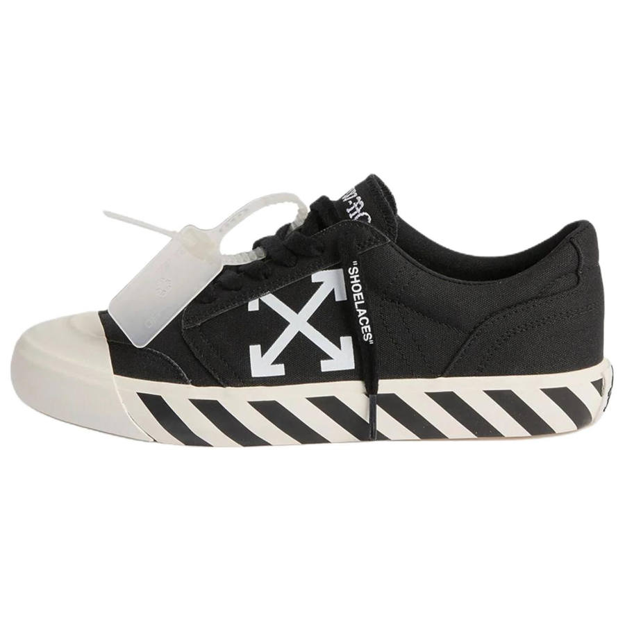 OFF-WHITE OFF WHITE Vulcanized Low top Canvas Shoes Men's Black & White