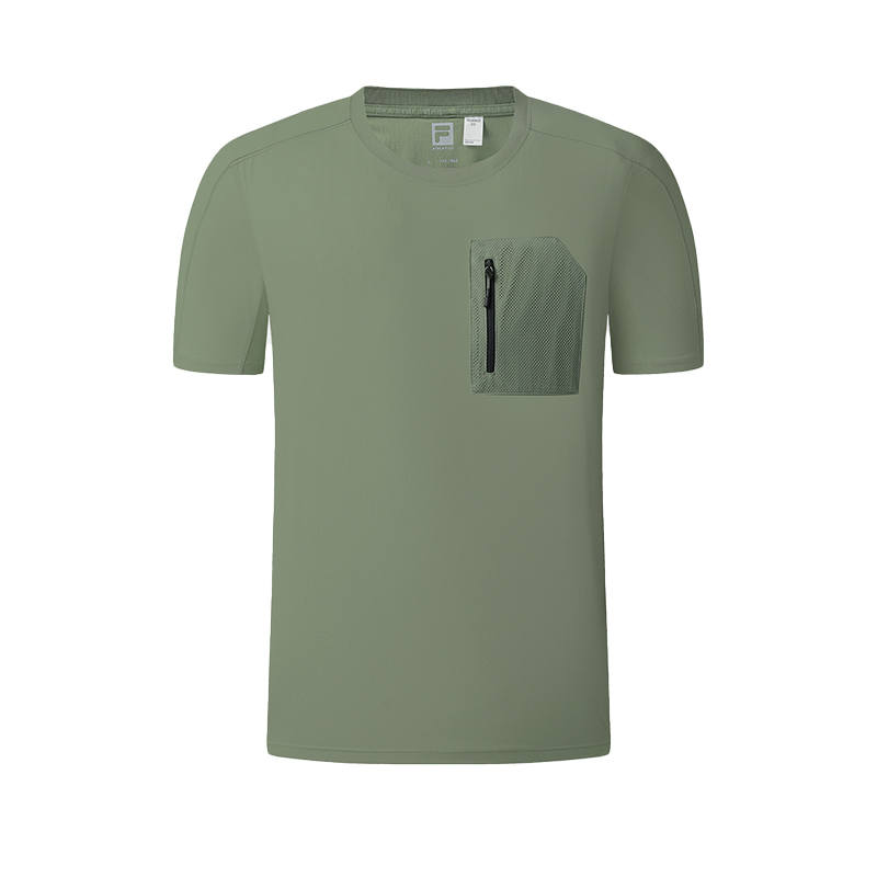 FILA Explorer T Shirts Men's Light Pine Green Crew Neck Moderate