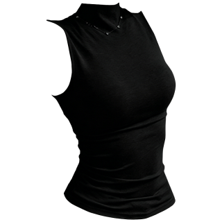 DUSHILIREN Tank Tops Women's Half Turtleneck Thin Straight Fit