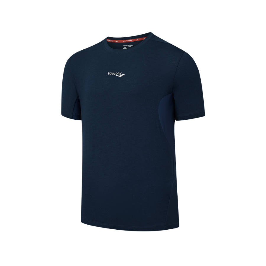 Saucony T Shirts Men's Royal Blue Crew Neck Moderate