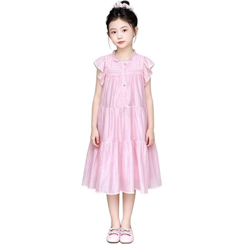 YALU Grade School Dresses Crew Neck Moderate Midi Skirt