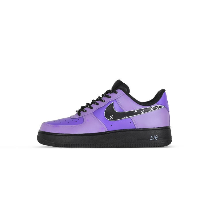 Nike Nike Air Force 1 Night Piercing Coverage Slip Resistant Cushioning Low top Skateboard Shoes Unisex Black Purple