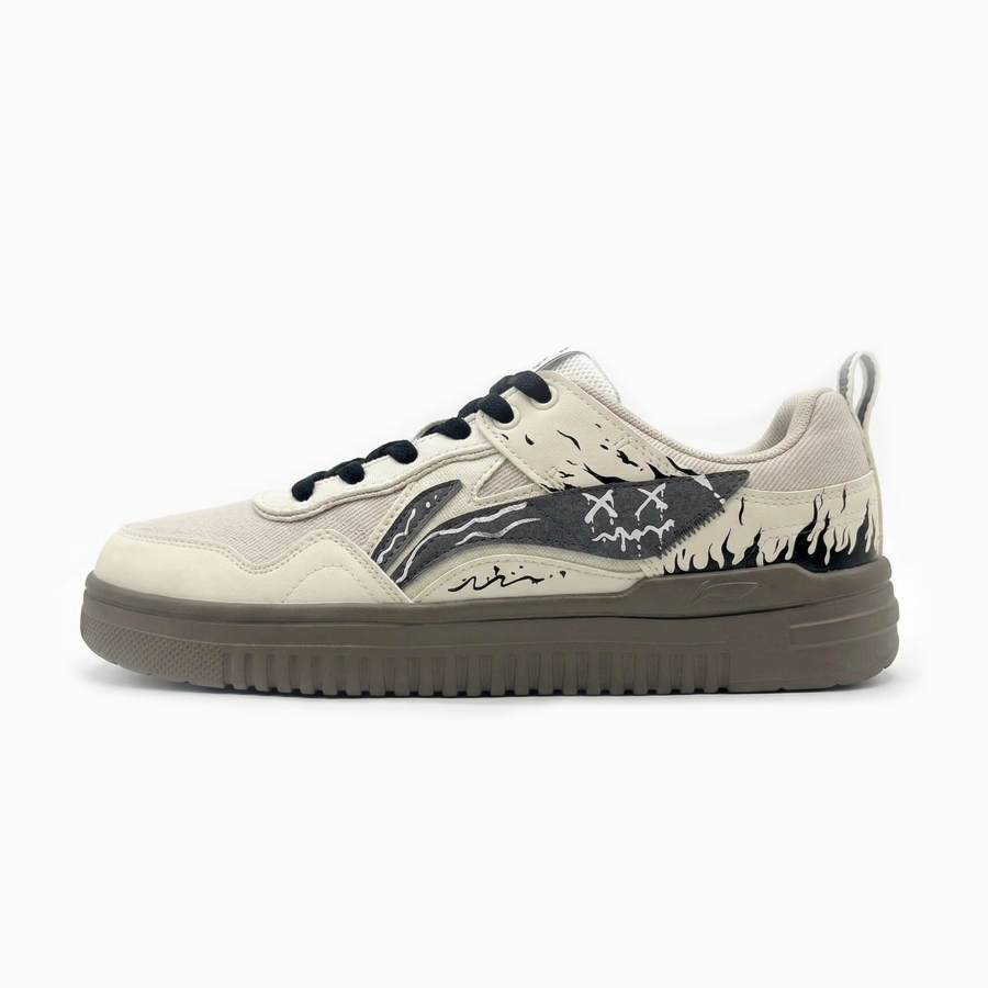 Li-Ning Li Ning Fire Of The Heart Synthetic Leather Abrasion Resistant Slip Resistant Low top Skateboard Shoes Men's Black