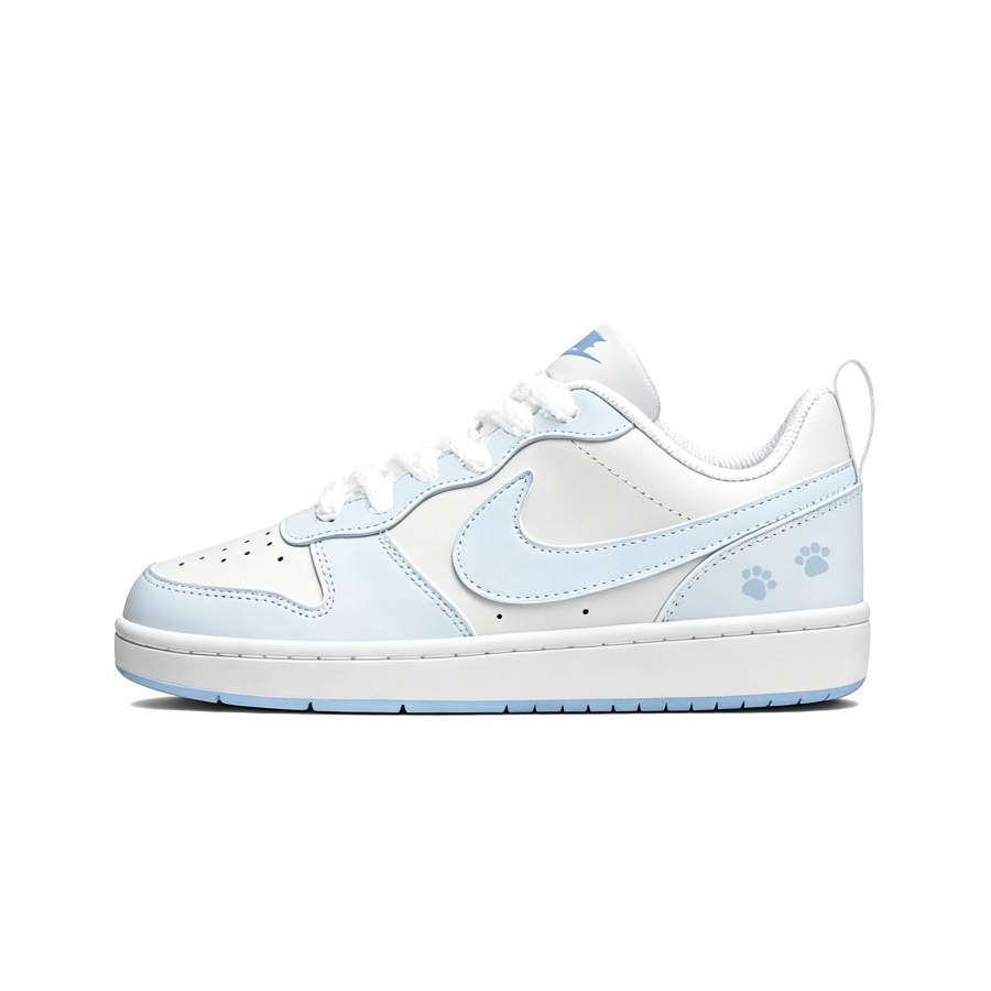 Nike Nike Court Borough Ice Blue Bubble Water Synthetic Leather Cushioning Lightweight Low top Skateboard Shoes Women's Blue
