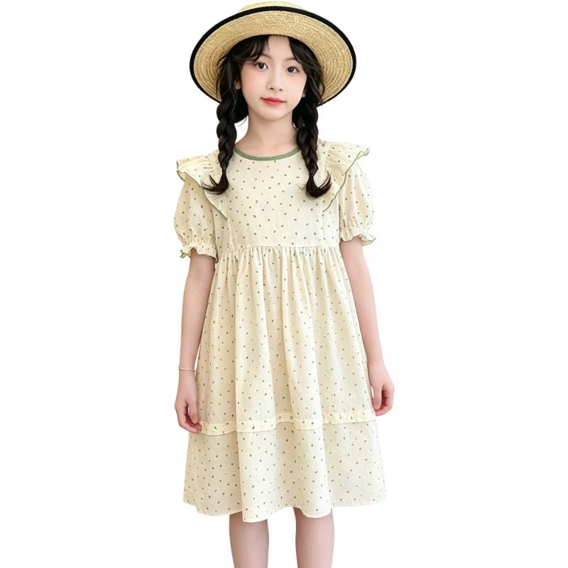 YALU Grade School Dresses Crew Neck Moderate Midi Skirt