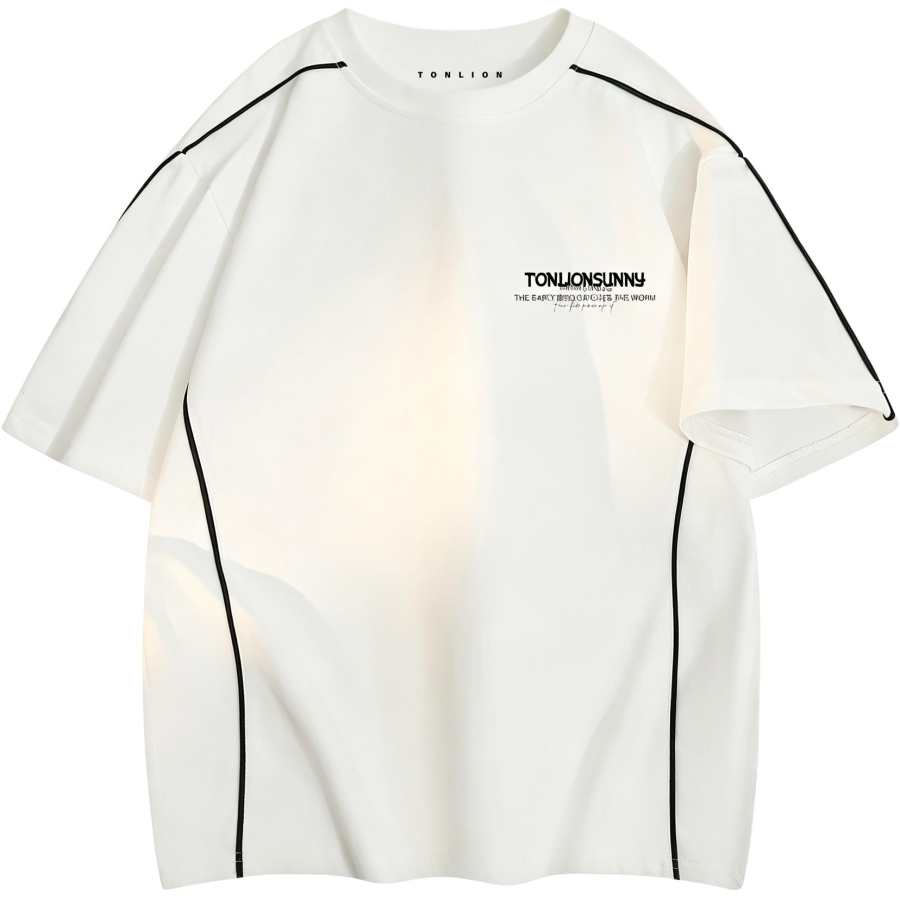 Tonlion T Shirts Unisex Crew Neck Moderate Heavyweight