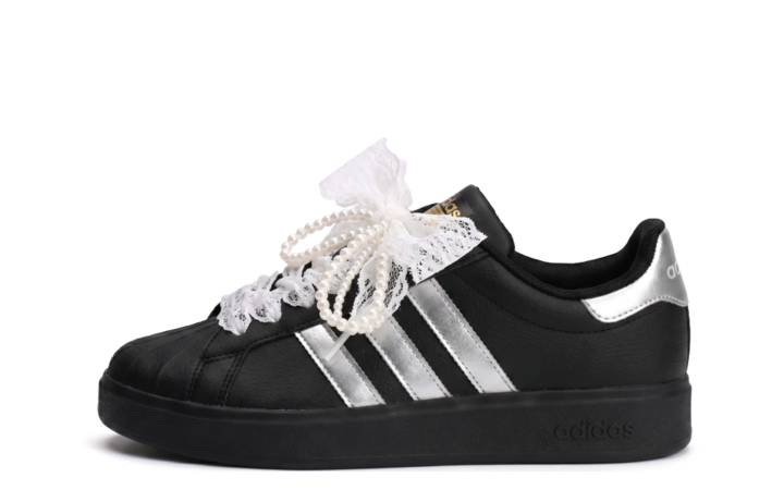 Adidas Adidas STREETTALK Coverage Slip Resistant Cushioning Low top Skateboard Shoes Unisex Black Silver