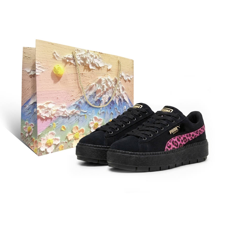 PUMA Skateboard Shoes Women's Low Top Black Pink