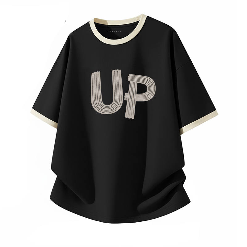 Tonlion T Shirts Unisex Crew Neck Thin Straight Fit