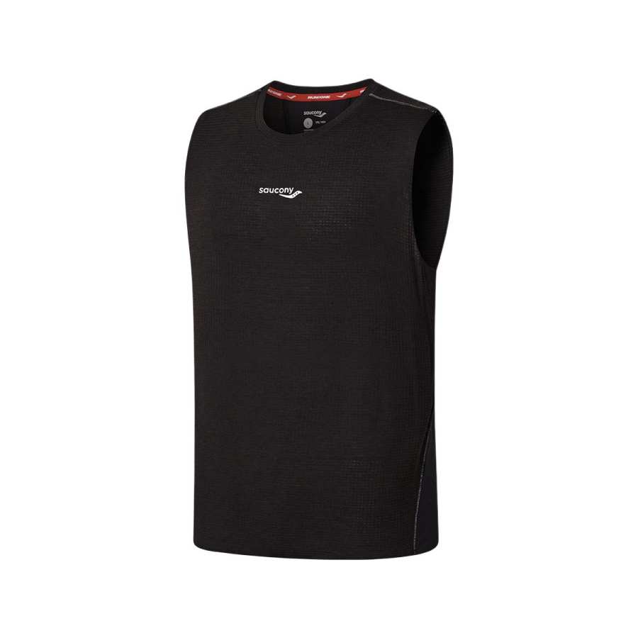 Saucony Tank Tops Men's Jet Black Crew Neck Moderate Other