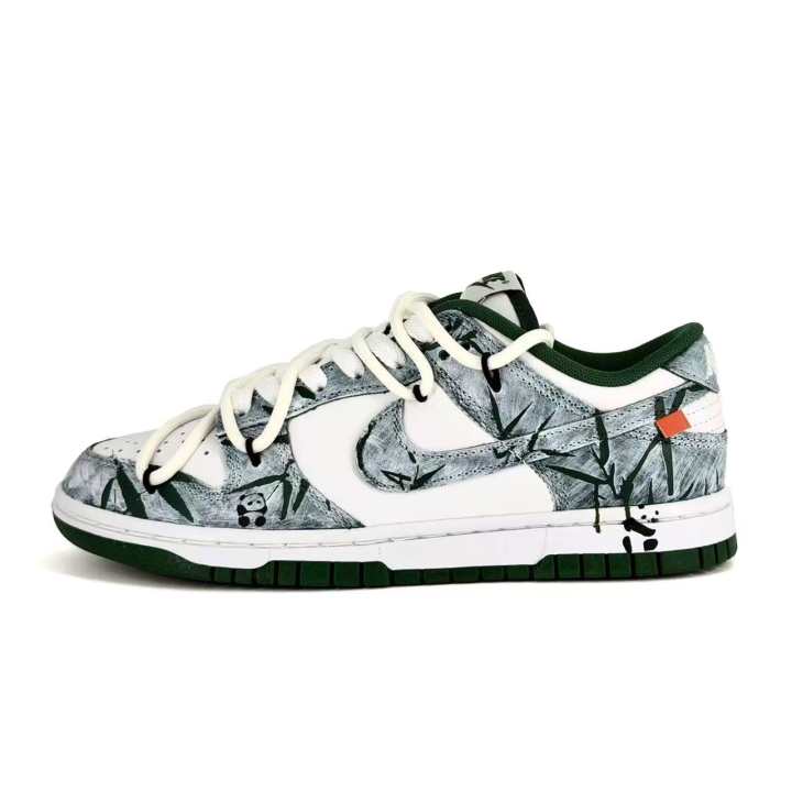 Nike Nike Dunk Bamboo Shadow Slip Resistant Cushioning Abrasion Resistant Low top Skateboard Shoes Unisex White Green