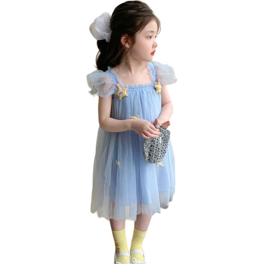 PLANDOO Kids Dresses Square Collar Moderate Midi Dress Non Stretch