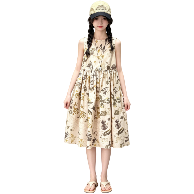YALU Grade School Dresses Camisole Moderate Midi Skirt