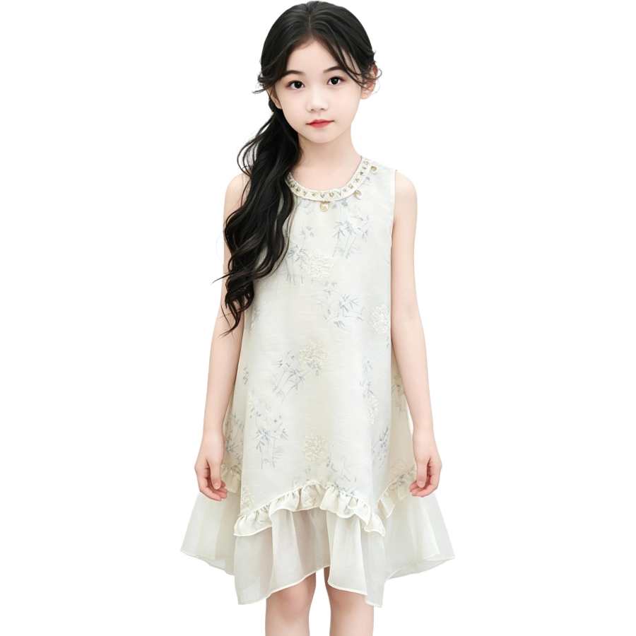 YALU Grade School Dresses Crew Neck Moderate Midi Skirt