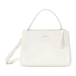 Agnes B. Cow Leather Handbag Medium Women's White