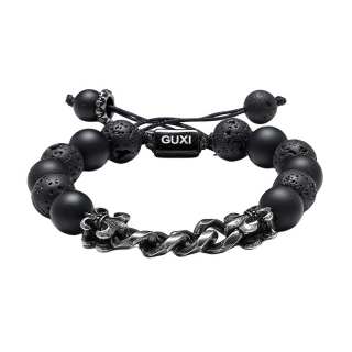 Cuud Volcanic Stone Black Agate Bracelets Unisex