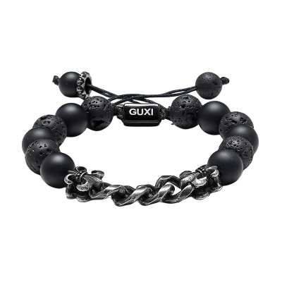 Cuud Volcanic Stone Black Agate Bracelets Unisex