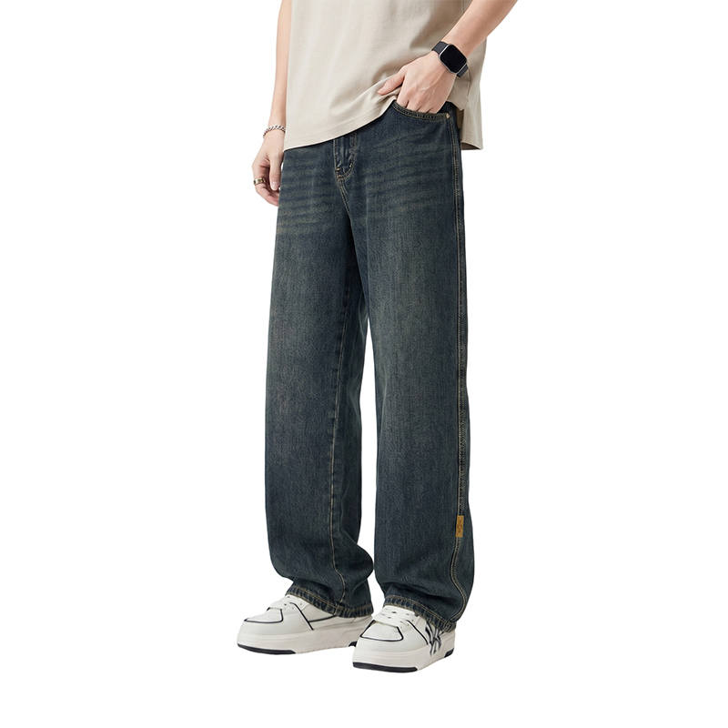 BALENO Jeans Unisex Vintage Blue Thin Wide Leg Pants