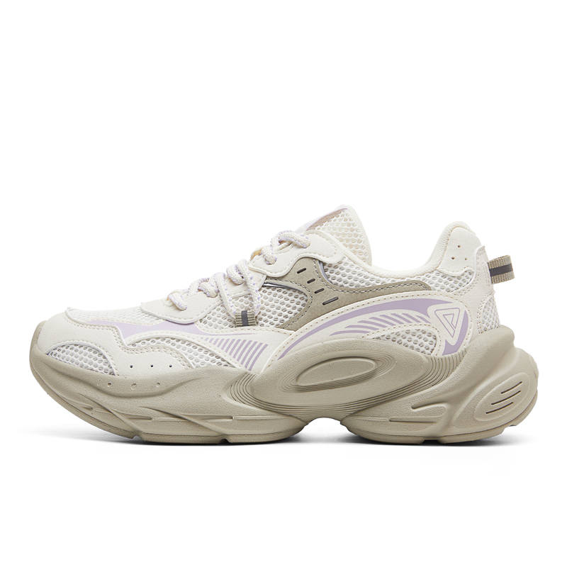 PEAK Taichi Thousand Patrol Cushioning Support Abrasion Resistant Chunky Sneakers Women's Canvas White Green