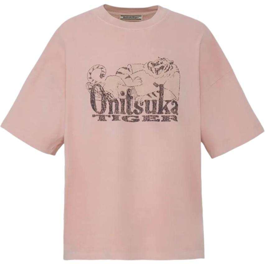 Onitsuka Tiger T Shirts Unisex Light Pink Crew Neck