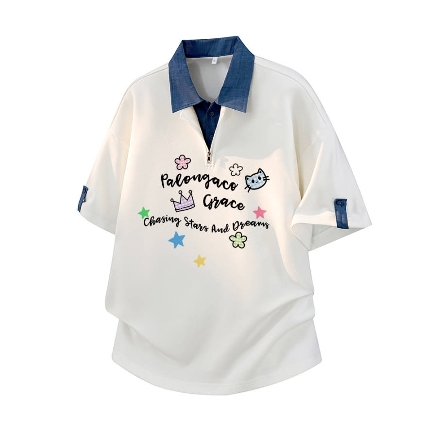 PAL ONGACO Polo Shirts Unisex Lapel Moderate Mock Two Piece