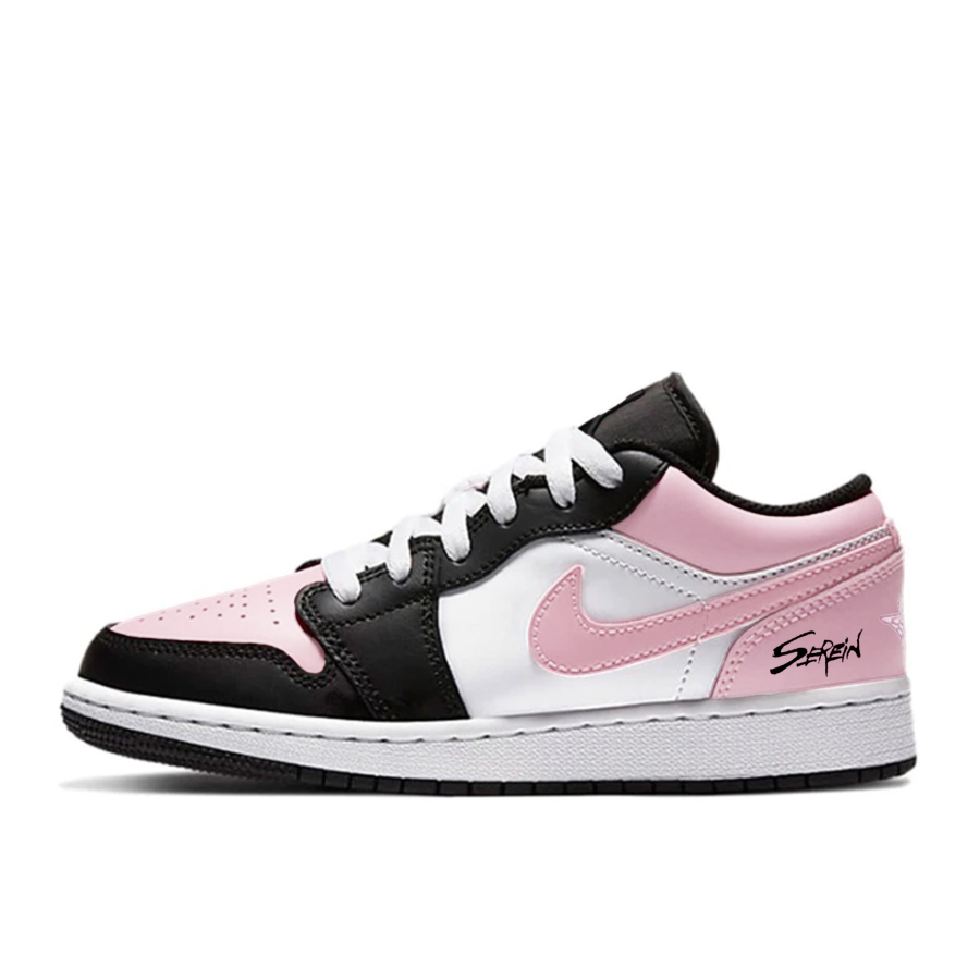 Jordan Jordan Air Jordan 1 Powder Sweetheart Breathable Lightweight Cushioning Children's Basketball Shoes Black White